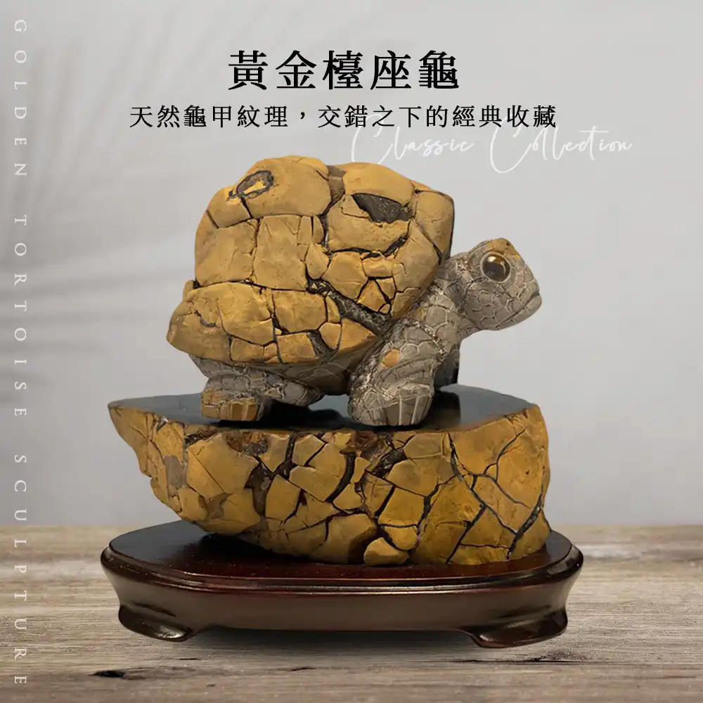 石雕烏龜作品-黃金龜-黃龜甲石